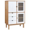 Příborník OTTA hnědý a bílý 85x43x125 cm masivní borové dřevo 351308