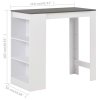 280216 vidaXL Bar Table with Shelf White 110x50x103 cm 280216