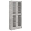 Prosklená skříň betonově šedá 82,5 x 30,5 x 185,5 cm kompozit 802772