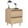 Noční stolky s nohami z borovice 2 ks dub sonoma 40x35x50 cm 805858