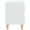 Noční stolek s nohami z masivní borovice bílý 40 x 35 x 50 cm 805851