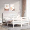 Rám postele s čelem bílý 120 x 200 cm masivní dřevo 3195022