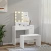 Toaletní stolek sada s LED bílý kompozitní dřevo 3114115