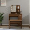 Toaletní stolek sada s LED hnědý dub kompozitní dřevo 3114122