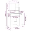 Set toaletního stolku černý 86,5 x 35 x 136 cm 3114148