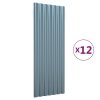 Střešní panely 12 ks práškově lakovaná ocel šedé 100 x 36 cm 319143