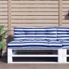 Poduška na palety modré a bílé pruhy 120 x 40 x 12 cm textil 360638