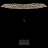 Dvojitý zahradní slunečník s LED taupe 316 x 145 cm 362972