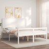 Postel s čelem pro seniory bílý King Size masivní dřevo 3195487