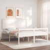 Postel s čelem pro seniory bílý King Size masivní dřevo 3195487