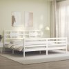 Rám postele s čelem bílý Super King Size masivní dřevo 3194457