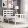 Rám postele s čelem bílý Small Single masivní dřevo 3192062