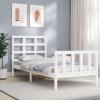 Rám postele s čelem bílý Small Single masivní dřevo 3192062