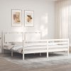 Rám postele s čelem bílý Super King Size masivní dřevo 3194067