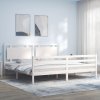 Rám postele s čelem bílý Super King Size masivní dřevo 3194067