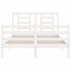 Rám postele s čelem bílý Small Double masivní dřevo 3194672