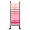 Mobilní úložný vozík s 10 zásuvkami ombré růžový plastový 320404