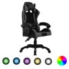 Herní židle s RGB LED podsvícením šedočerná umělá kůže 288000