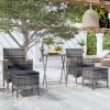 5dílný zahradní bistro set polyratan a tvrzené sklo šedý 3058395