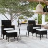 5dílný zahradní bistro set polyratan a tvrzené sklo černý 3058394