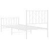 Kovový rám postele s hlavovým a nožním čelem bílý 80 x 200 cm 374495