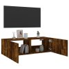 Nástěnná TV skříňka s LED osvětlením kouřový dub 100x35x31 cm 837299