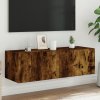 Nástěnná TV skříňka s LED osvětlením kouřový dub 100x35x31 cm 837299