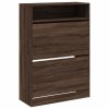 Botník se 2 výklopnými zásuvkami hnědý dub 80 x 34 x 116 cm 3214412
