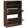 Botník se 2 výklopnými zásuvkami hnědý dub 80 x 34 x 116 cm 3214412