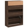 Botník se 2 výklopnými zásuvkami hnědý dub 80 x 34 x 116 cm 3214412