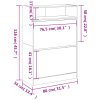 Botník se 2 výklopnými zásuvkami hnědý dub 80 x 34 x 116 cm 3214412