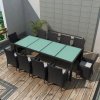 11dílný zahradní jídelní set s poduškami polyratan černý 42570