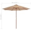 Zahradní slunečník s dřevěnou tyčí 300 cm taupe 44496