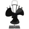 Teplem poháněný ventilátor na kamna 3 lopatky černý 51240