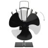 Teplem poháněný ventilátor na kamna 3 lopatky černý 51240