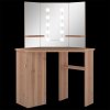 Rohový toaletní stolek s LED světlem dub 111 x 54 x 141,5 cm 326533
