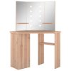 Rohový toaletní stolek s LED světlem dub 111 x 54 x 141,5 cm 326533