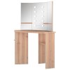 Rohový toaletní stolek s LED světlem dub 111 x 54 x 141,5 cm 326533