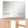 Rohový toaletní stolek s LED světlem dub 111 x 54 x 141,5 cm 326533
