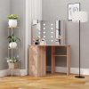 Rohový toaletní stolek s LED světlem dub 111 x 54 x 141,5 cm 326533