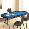 Skládací deska na poker pro 10 hráčů modrá 207 x 106 x 76 cm 80403