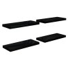 Plovoucí nástěnné police 4 ks lesklé černé 60x23,5x3,8 cm MDF 323771