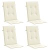 Podušky na židli vysoké opěradlo 4 ks krémové 120x50x3cm textil 43182