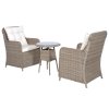 3dílný bistro set s poduškami a polštáři hnědý polyratanový 44150