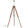 Stojací lampa stativ medově hnědá a šedá masivní teak 141 cm 288078