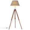 Stojací lampa stativ medově hnědá a šedá masivní teak 141 cm 288078