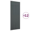 Střešní panely 12 ks práškově lakovaná ocel antracit 100x36 cm 319145