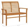 Zahradní lavice s modrou poduškou 112 cm masivní teak 3062653