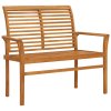 Zahradní lavice s královsky modrou poduškou 112 cm masivní teak 3062659