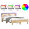 Rám postele s čelem a LED osvětlením dub sonoma 135 x 190 cm 3207569